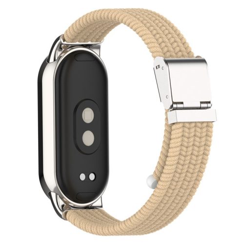 For Xiaomi Mi Band 9 NFC / Mi Band 9 / Smart Band 8 NFC / Smart Band 8 Braided Nylon Watch Band Adjustable Buckle Elastic Strap - Apricot