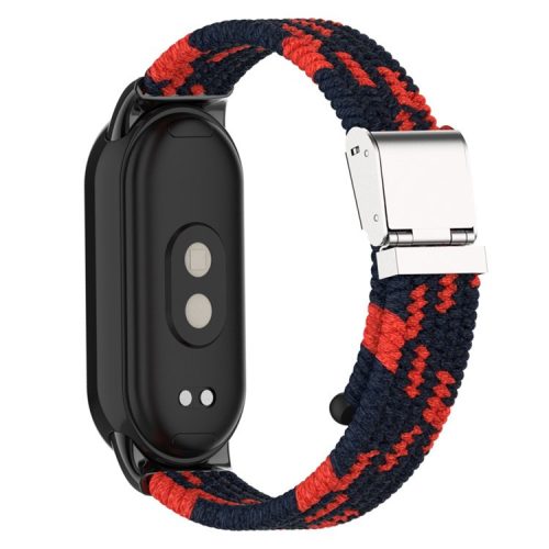 For Xiaomi Mi Band 9 NFC / Mi Band 9 / Smart Band 8 NFC / Smart Band 8 Braided Nylon Watch Band Adjustable Buckle Elastic Strap - Black / Red