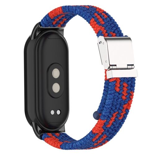 For Xiaomi Mi Band 9 NFC / Mi Band 9 / Smart Band 8 NFC / Smart Band 8 Braided Nylon Watch Band Adjustable Buckle Elastic Strap - Blue / Red