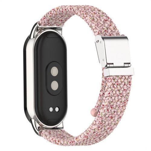 For Xiaomi Mi Band 9 NFC / Mi Band 9 / Smart Band 8 NFC / Smart Band 8 Braided Nylon Watch Band Adjustable Buckle Elastic Strap - Bright Pink