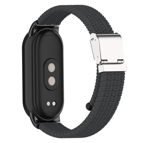 For Xiaomi Mi Band 9 NFC / Mi Band 9 / Smart Band 8 NFC / Smart Band 8 Braided Nylon Watch Band Adjustable Buckle Elastic Strap - Charcoal Black