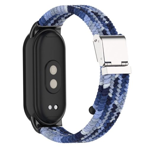 For Xiaomi Mi Band 9 NFC / Mi Band 9 / Smart Band 8 NFC / Smart Band 8 Braided Nylon Watch Band Adjustable Buckle Elastic Strap - Navy Blue