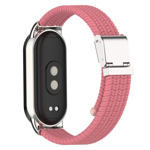 For Xiaomi Mi Band 9 NFC / Mi Band 9 / Smart Band 8 NFC / Smart Band 8 Braided Nylon Watch Band Adjustable Buckle Elastic Strap - Pink