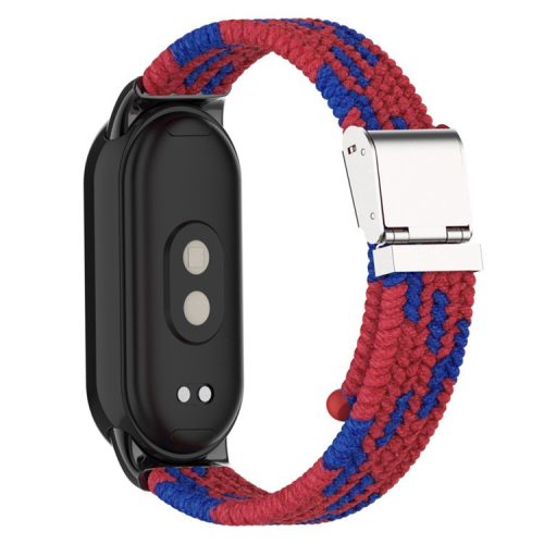 For Xiaomi Mi Band 9 NFC / Mi Band 9 / Smart Band 8 NFC / Smart Band 8 Braided Nylon Watch Band Adjustable Buckle Elastic Strap - Red / Blue