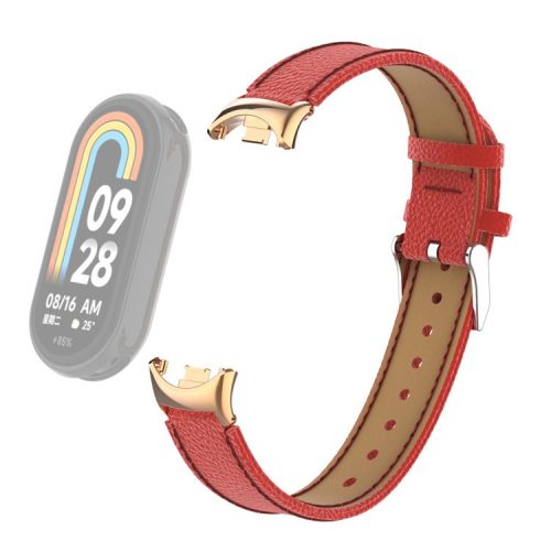 For Xiaomi Mi Band 9 NFC / Mi Band 9 / Smart Band 8 NFC / Smart Band 8 Genuine Cow Leather Watch Band Watch Strap with Connector - Red