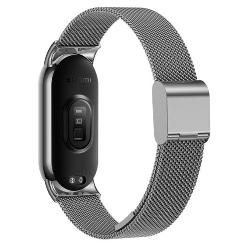 For Xiaomi Mi Band 9 NFC / Mi Band 9 / Smart Band 8 NFC / Smart Band 8 Milanese Smartwatch Strap Metal Fine Mesh Wrist Band with Buckle - Grey