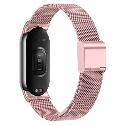 For Xiaomi Mi Band 9 NFC / Mi Band 9 / Smart Band 8 NFC / Smart Band 8 Milanese Smartwatch Strap Metal Fine Mesh Wrist Band with Buckle - Rose Pink