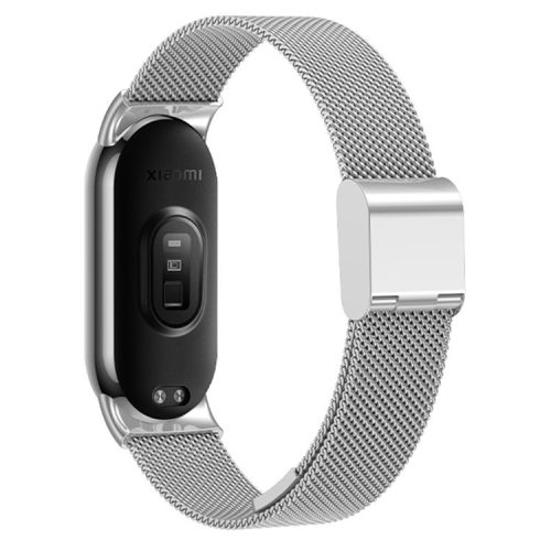 For Xiaomi Mi Band 9 NFC / Mi Band 9 / Smart Band 8 NFC / Smart Band 8 Milanese Smartwatch Strap Metal Fine Mesh Wrist Band with Buckle - Silver