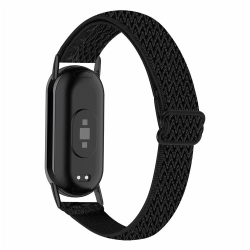 For Xiaomi Mi Band 9 NFC / Mi Band 9 / Smart Band 8 NFC / Smart Band 8 Nylon Braided Watch Strap Quick Release Elastic Watch Band - Black