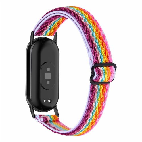 For Xiaomi Mi Band 9 NFC / Mi Band 9 / Smart Band 8 NFC / Smart Band 8 Nylon Braided Watch Strap Quick Release Elastic Watch Band - Orange Pink