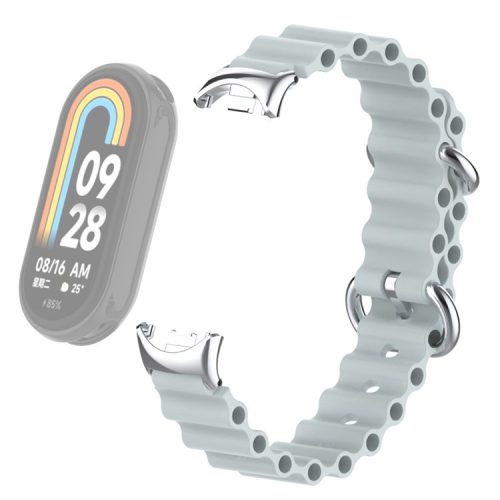 For Xiaomi Mi Band 9 NFC / Mi Band 9 / Smart Band 8 NFC / Smart Band 8 Ocean Band Adjustable Loop Sport Watch Strap with Connector - Grey