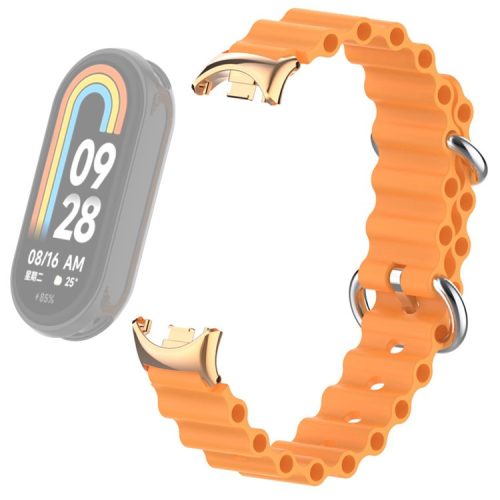 For Xiaomi Mi Band 9 NFC / Mi Band 9 / Smart Band 8 NFC / Smart Band 8 Ocean Band Adjustable Loop Sport Watch Strap with Connector - Papaya Orange