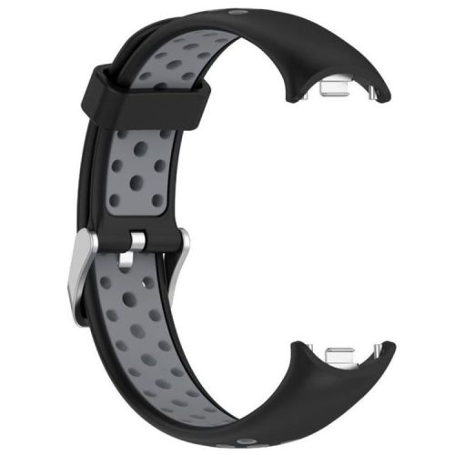 For Xiaomi Mi Band 9 NFC / Mi Band 9 / Smart Band 8 NFC / Smart Band 8 Silicone Watch Band Dual Color Adjustable Wrist Strap - Black+Grey