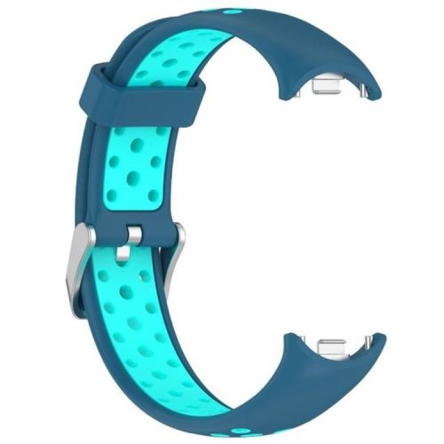 For Xiaomi Mi Band 9 NFC / Mi Band 9 / Smart Band 8 NFC / Smart Band 8 Silicone Watch Band Dual Color Adjustable Wrist Strap - Blue+Teal Green