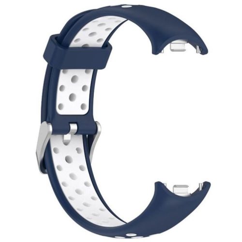 For Xiaomi Mi Band 9 NFC / Mi Band 9 / Smart Band 8 NFC / Smart Band 8 Silicone Watch Band Dual Color Adjustable Wrist Strap - Blue+White