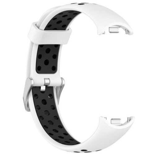 For Xiaomi Mi Band 9 NFC / Mi Band 9 / Smart Band 8 NFC / Smart Band 8 Silicone Watch Band Dual Color Adjustable Wrist Strap - White+Black