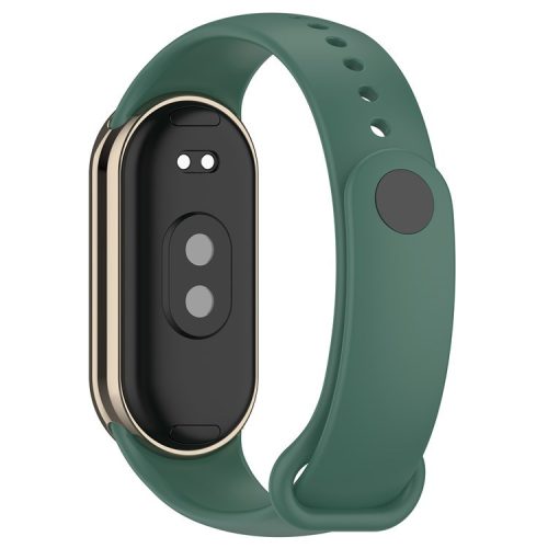 For Xiaomi Mi Band 9 NFC / Mi Band 9 / Smart Band 8 NFC / Smart Band 8 Silicone Watch Bands Strap with Metal Connector - Dark Green