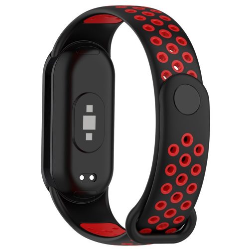 For Xiaomi Mi Band 9 NFC / Mi Band 9 / Smart Band 8 NFC / Smart Band 8 Silicone Watch Bands Strap with Silicone Connector - Black+Red