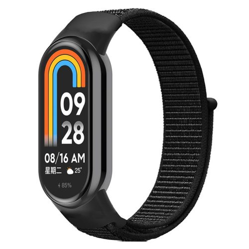 For Xiaomi Mi Band 9 NFC / Mi Band 9 / Smart Band 8 NFC / Smart Band 8 Soft Nylon Watch Band Adjustable Sport Wrist Strap - All Black