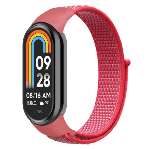 For Xiaomi Mi Band 9 NFC / Mi Band 9 / Smart Band 8 NFC / Smart Band 8 Soft Nylon Watch Band Adjustable Sport Wrist Strap - Hibiscus Pink