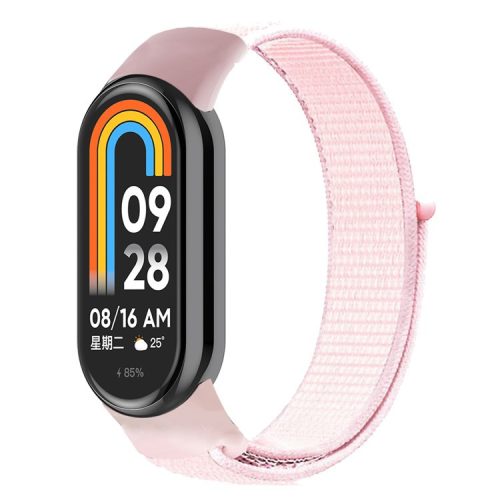 For Xiaomi Mi Band 9 NFC / Mi Band 9 / Smart Band 8 NFC / Smart Band 8 Soft Nylon Watch Band Adjustable Sport Wrist Strap - Pearl Pink