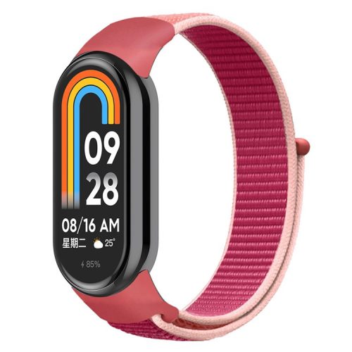 For Xiaomi Mi Band 9 NFC / Mi Band 9 / Smart Band 8 NFC / Smart Band 8 Soft Nylon Watch Band Adjustable Sport Wrist Strap - Pomegranate Red