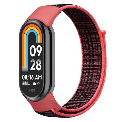 For Xiaomi Mi Band 9 NFC / Mi Band 9 / Smart Band 8 NFC / Smart Band 8 Soft Nylon Watch Band Adjustable Sport Wrist Strap - Red+Black