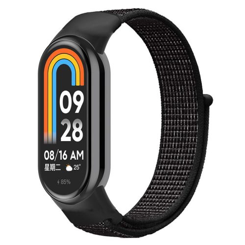 For Xiaomi Mi Band 9 NFC / Mi Band 9 / Smart Band 8 NFC / Smart Band 8 Soft Nylon Watch Band Adjustable Sport Wrist Strap - Reflective Black