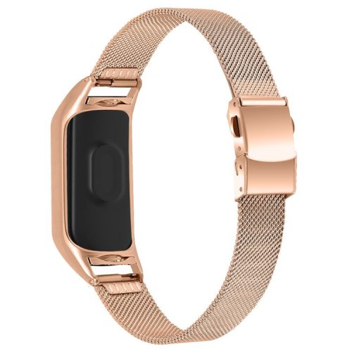 For Xiaomi Mi Band 9 NFC / Mi Band 9 / Smart Band 8 NFC / Smart Band 8 Stainless Steel Milanese Mesh Strap Adjustable Watch Band - Rose Gold