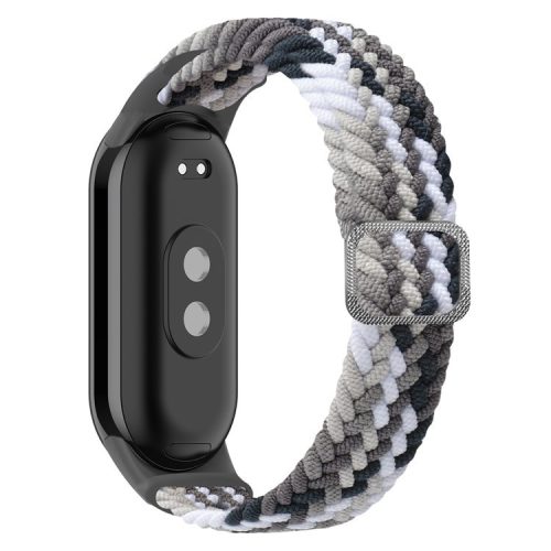 For Xiaomi Mi Band 9 NFC / Mi Band 9 / Smart Band 8 NFC / Smart Band 8 Stretchy Nylon Watch Band Adjustable Braided Sport Strap - Colorful Black