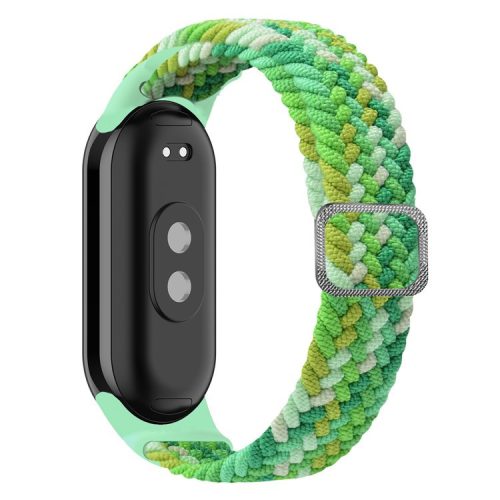 For Xiaomi Mi Band 9 NFC / Mi Band 9 / Smart Band 8 NFC / Smart Band 8 Stretchy Nylon Watch Band Adjustable Braided Sport Strap - Colorful Green