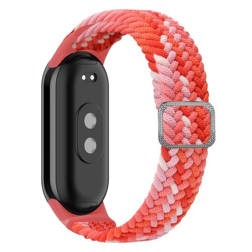 For Xiaomi Mi Band 9 NFC / Mi Band 9 / Smart Band 8 NFC / Smart Band 8 Stretchy Nylon Watch Band Adjustable Braided Sport Strap - Colorful Red