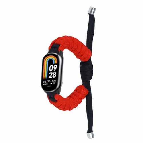 For Xiaomi Mi Band 9 NFC / Mi Band 9 / Smart Band 8 NFC / Smart Band 8 Watch Band Braided Rope Bracelet - Black+Red