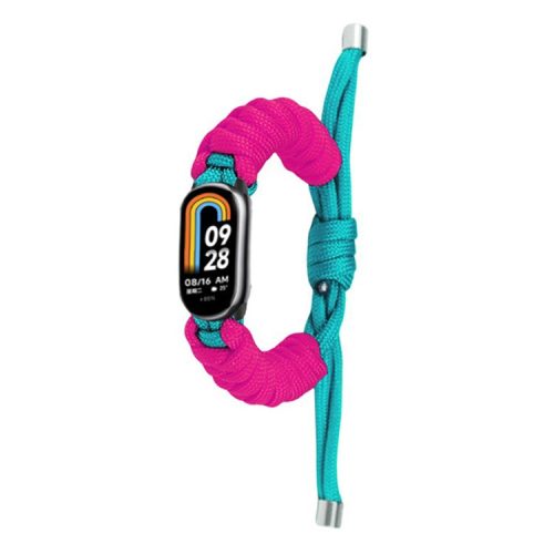 For Xiaomi Mi Band 9 NFC / Mi Band 9 / Smart Band 8 NFC / Smart Band 8 Watch Band Braided Rope Bracelet - Blue+Pink