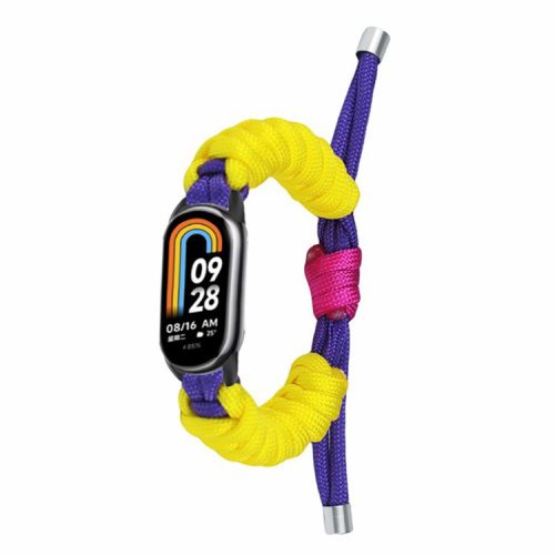 For Xiaomi Mi Band 9 NFC / Mi Band 9 / Smart Band 8 NFC / Smart Band 8 Watch Band Braided Rope Bracelet - Dark Purple+Yellow