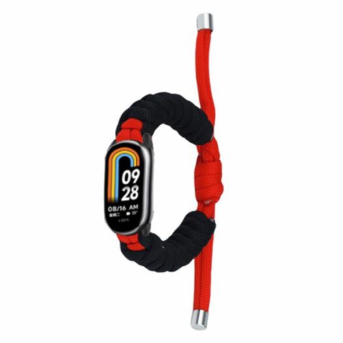 For Xiaomi Mi Band 9 NFC / Mi Band 9 / Smart Band 8 NFC / Smart Band 8 Watch Band Braided Rope Bracelet - Red+Black