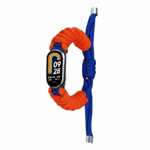 For Xiaomi Mi Band 9 NFC / Mi Band 9 / Smart Band 8 NFC / Smart Band 8 Watch Band Braided Rope Bracelet - Sapphire+Orange