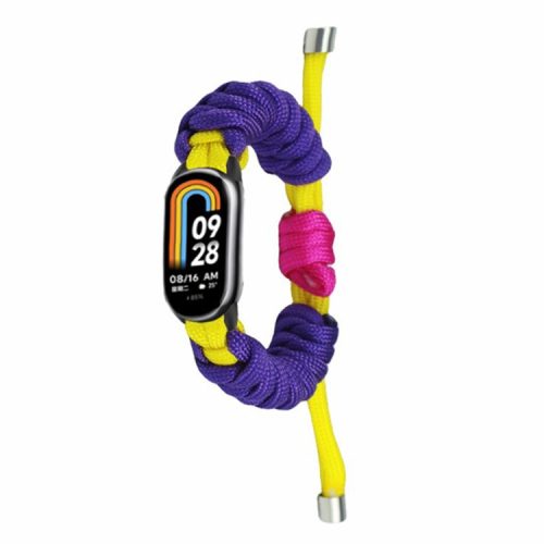 For Xiaomi Mi Band 9 NFC / Mi Band 9 / Smart Band 8 NFC / Smart Band 8 Watch Band Braided Rope Bracelet - Yellow+Dark Purple