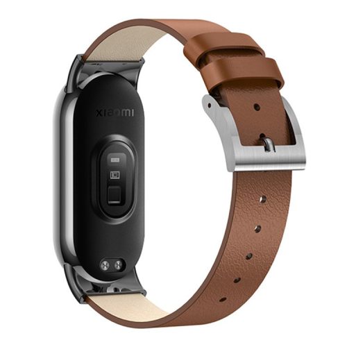 For Xiaomi Mi Band 9 NFC / Mi Band 9 / Smart Band 8 NFC / Smart Band 8 Watch Band Genuine Cow Leather Replacement Straps - Brown