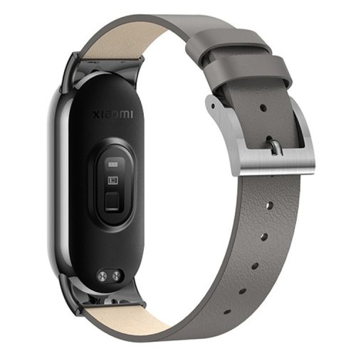 For Xiaomi Mi Band 9 NFC / Mi Band 9 / Smart Band 8 NFC / Smart Band 8 Watch Band Genuine Cow Leather Replacement Straps - Grey