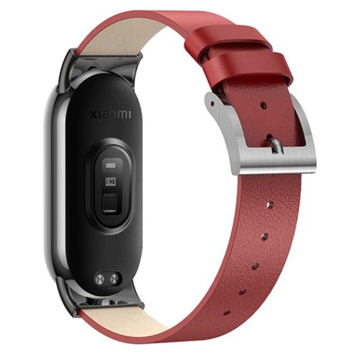 For Xiaomi Mi Band 9 NFC / Mi Band 9 / Smart Band 8 NFC / Smart Band 8 Watch Band Genuine Cow Leather Replacement Straps - Red