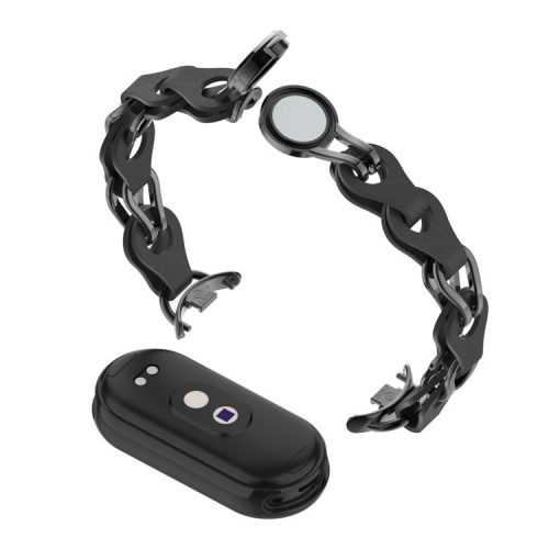 For Xiaomi Mi Band 9 NFC / Mi Band 9 / Smart Band 8 NFC / Smart Band 8 Watch Band Genuine Cow Leather+Aluminum Alloy Chain Bracelet - Black