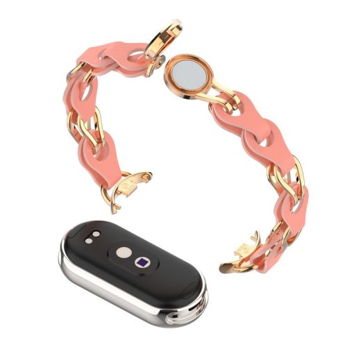 For Xiaomi Mi Band 9 NFC / Mi Band 9 / Smart Band 8 NFC / Smart Band 8 Watch Band Genuine Cow Leather+Aluminum Alloy Chain Bracelet - Walnut Red