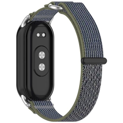 For Xiaomi Mi Band 9 NFC / Mi Band 9 / Smart Band 8 NFC / Smart Band 8 Watch Strap Breathable Nylon Sport Strap - Green+Grey