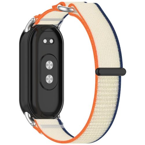 For Xiaomi Mi Band 9 NFC / Mi Band 9 / Smart Band 8 NFC / Smart Band 8 Watch Strap Breathable Nylon Sport Strap - Orange+Beige