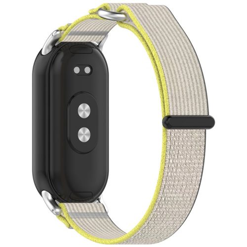 For Xiaomi Mi Band 9 NFC / Mi Band 9 / Smart Band 8 NFC / Smart Band 8 Watch Strap Breathable Nylon Sport Strap - Yellow+Grey