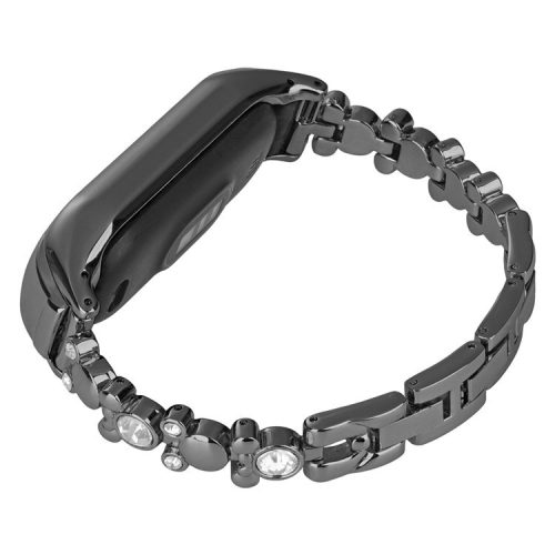 For Xiaomi Mi Band 9 NFC / Mi Band 9 / Smart Band 8 NFC / Smart Band 8 Watch Strap Rhinestone Decor Metal Wrist Band Bracelet - Black