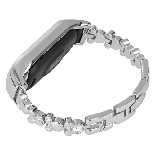 For Xiaomi Mi Band 9 NFC / Mi Band 9 / Smart Band 8 NFC / Smart Band 8 Watch Strap Rhinestone Decor Metal Wrist Band Bracelet - Silver