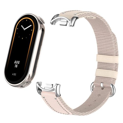 For Xiaomi Mi Band 9 NFC / Mi Band 9 / Smart Band 8 NFC / Smart Band 8 Woven Canvas Smartwatch Strap Adjustable Watch Band - Beige