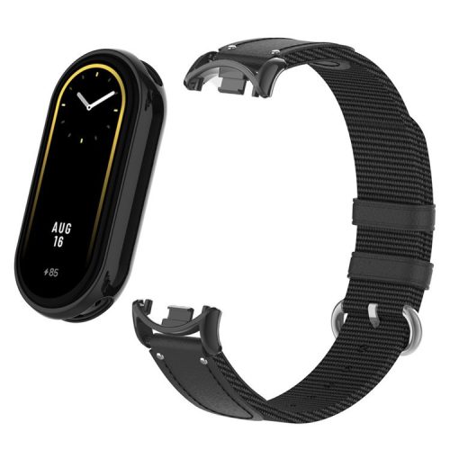 For Xiaomi Mi Band 9 NFC / Mi Band 9 / Smart Band 8 NFC / Smart Band 8 Woven Canvas Smartwatch Strap Adjustable Watch Band - Black